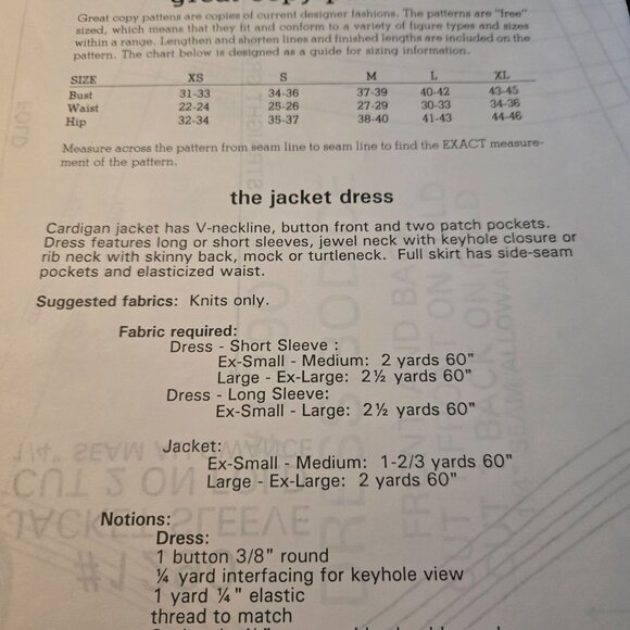 Great Copy Patterns #1290 Jacket Dress Full Maxi sewing vintage UNCUT - Picture 8 of 8